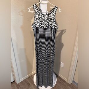 Forever New Striped Lace floral maxi navy white dress